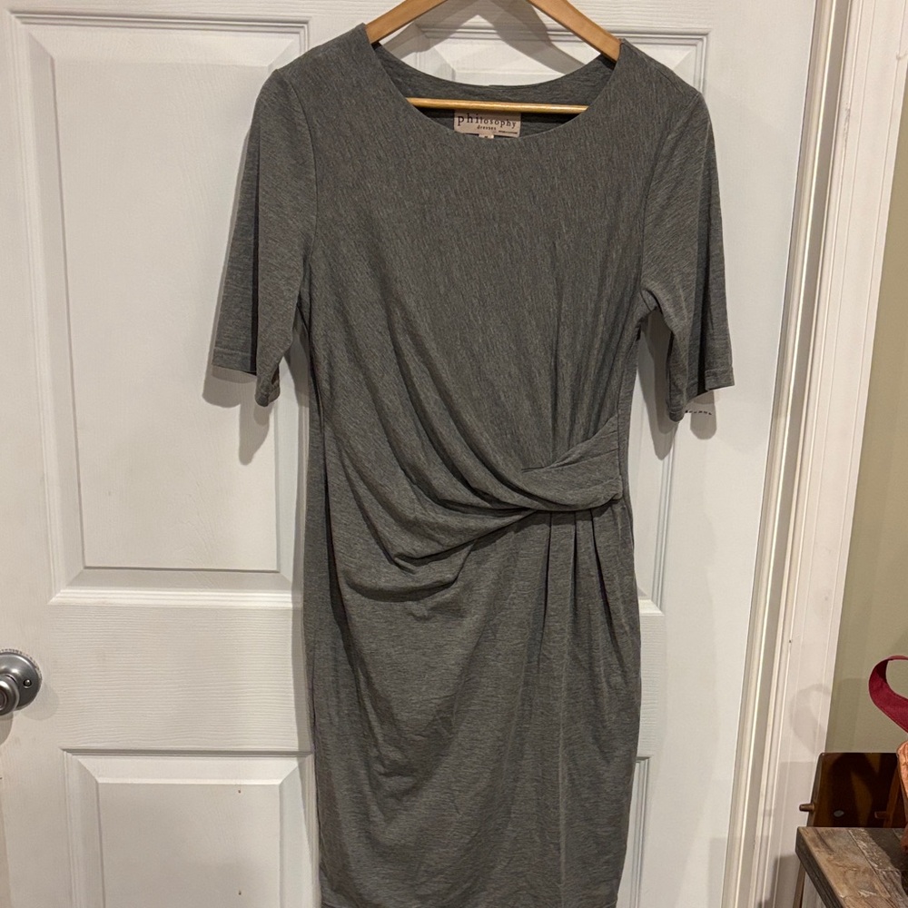 Philosophy Charcoal Twist-Front Midi Dress